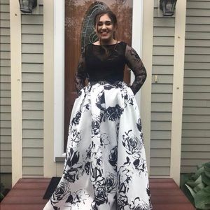 Clarisse Black & White Prom Dress with pockets